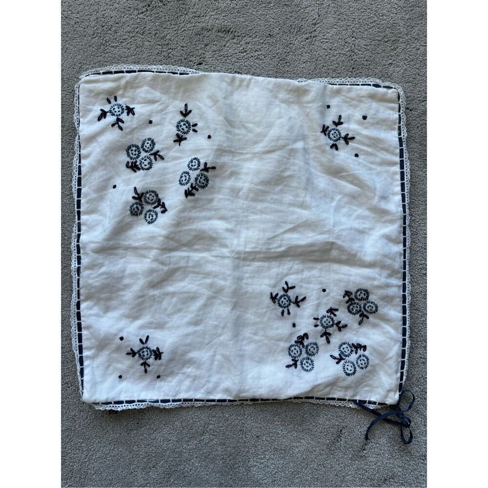 NWOT Ralph lauren Cote D’Azure white linen embroidered accent pillow case 20” x